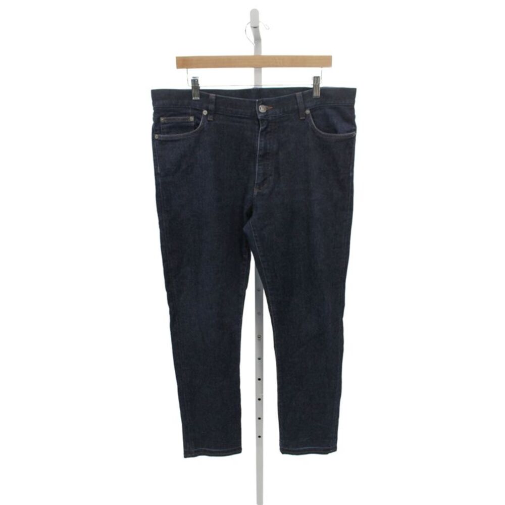 Zegna Mens Dark Blue Straight Jeans Button 98% Cotton Size 36